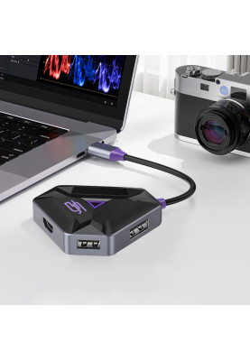 Type-C-Хаб Proove Gaming Spectre (2*USB3.0 + Type-C + PD100W + HDMI) dark gray