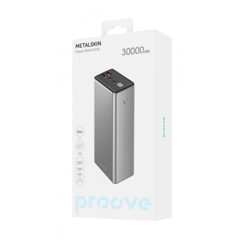 Портативна Батарея Proove Metalskin 65W 30000mAh metal gray