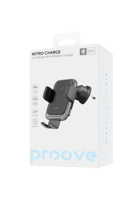 Автомобільний тримач з Бездротовим ЗП Proove Nitro Charge 15W dark gray