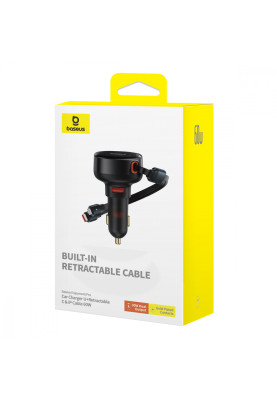 АЗП Baseus Enjoyment Pro Car Charger USB + Retractable C & iP Cable 60W black