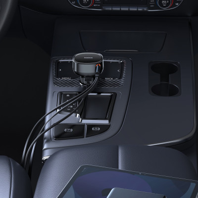 АЗП Baseus Enjoyment Pro Car Charger USB + Retractable C & iP Cable 60W black