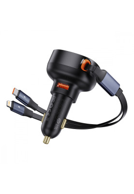 АЗП Baseus Enjoyment Pro Car Charger USB + Retractable C & iP Cable 60W black