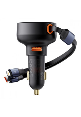 АЗП Baseus Enjoyment Pro Car Charger USB + Retractable C & iP Cable 60W black