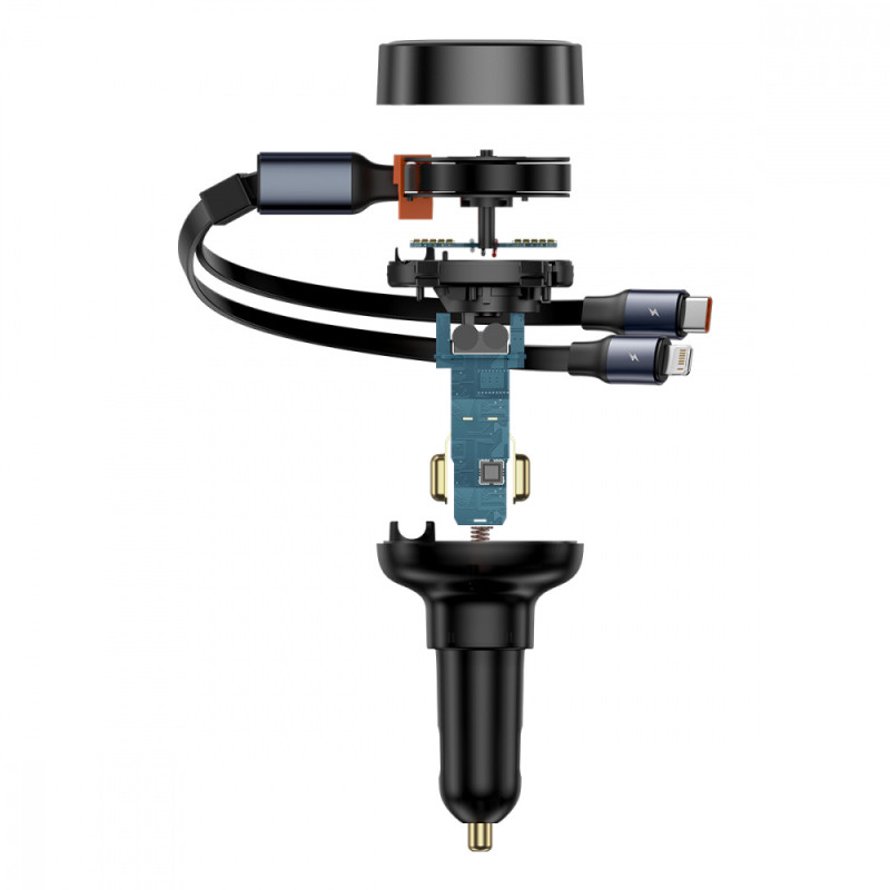 АЗП Baseus Enjoyment Pro Car Charger USB + Retractable C & iP Cable 60W black