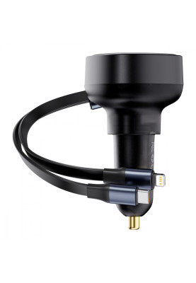 АЗП Baseus Enjoyment Pro Car Charger USB + Retractable C & iP Cable 60W black