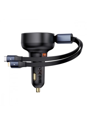АЗП Baseus Enjoyment Pro Car Charger USB + Retractable C & iP Cable 60W black