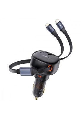 АЗП Baseus Enjoyment Pro Car Charger Type-C + Retractable C & iP Cable 60W black