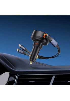 АЗП Baseus Enjoyment Pro Car Charger Type-C + Retractable C & iP Cable 60W black