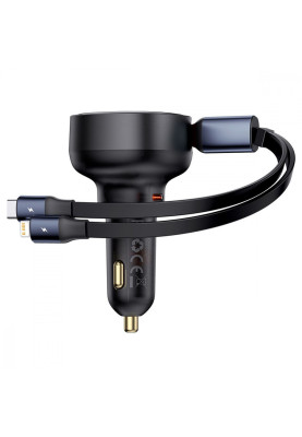 АЗП Baseus Enjoyment Pro Car Charger Type-C + Retractable C & iP Cable 60W black