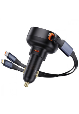 АЗП Baseus Enjoyment Pro Car Charger Type-C + Retractable C & iP Cable 60W black