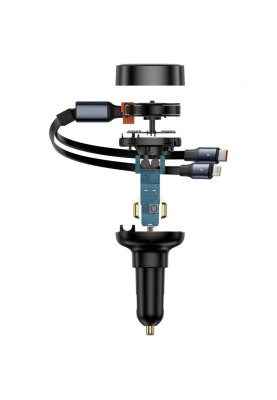 АЗП Baseus Enjoyment Pro Car Charger Type-C + Retractable C & iP Cable 60W black