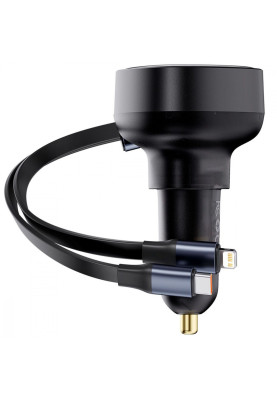 АЗП Baseus Enjoyment Pro Car Charger Type-C + Retractable C & iP Cable 60W black