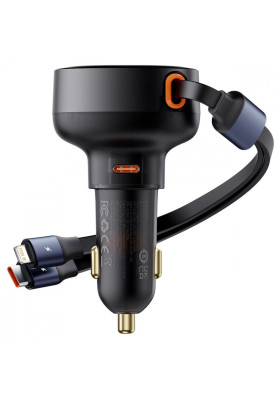 АЗП Baseus Enjoyment Pro Car Charger Type-C + Retractable C & iP Cable 60W black