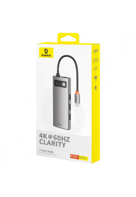 Type-C-Хаб Baseus Metal Gleam Series 7-Port (Type-C to HDMI4K 60Hz+3xUSB3.0+PD+SD/TF) gray