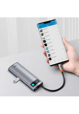 Type-C-Хаб Baseus Metal Gleam Series 7-Port (Type-C to HDMI4K 60Hz+3xUSB3.0+PD+SD/TF) gray