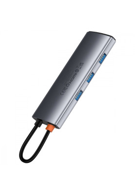 Type-C-Хаб Baseus Metal Gleam Series 7-Port (Type-C to HDMI4K 60Hz+3xUSB3.0+PD+SD/TF) gray