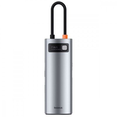 Type-C-Хаб Baseus Metal Gleam Series 7-Port (Type-C to HDMI4K 60Hz+3xUSB3.0+PD+SD/TF) gray