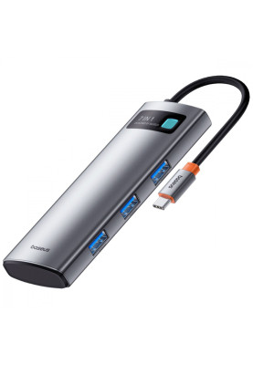 Type-C-Хаб Baseus Metal Gleam Series 7-Port (Type-C to HDMI4K 60Hz+3xUSB3.0+PD+SD/TF) gray