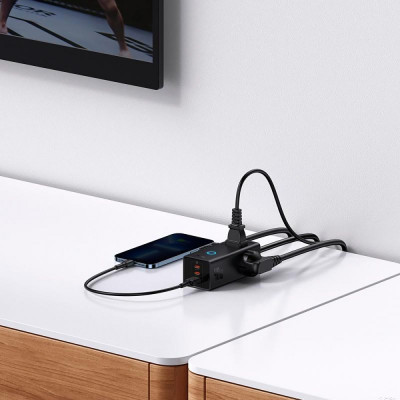 Мережевий фільтр Baseus PowerCombo Digital PowerStrip 3AC+1U+2C 40W (1.5m) black