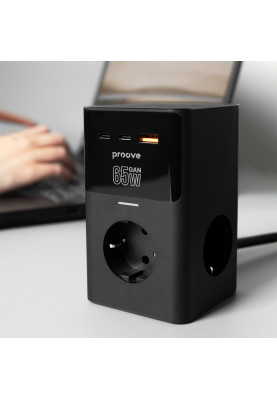 Мережевий фільтр Proove Power Cube 65W (3xAC + 2xType-C + 1xUSB) 1.5m black