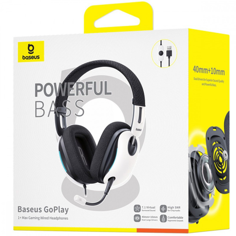 Дротові навушники Baseus GoPlay 1+  Max Gaming white