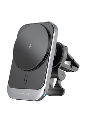 Автомобільний тримач з Бездротовим ЗП Proove Square Magnetic Pro 15W metal gray
