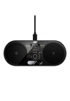 Бездротовий ЗП Baseus Digital LED Display 2in1 20W black