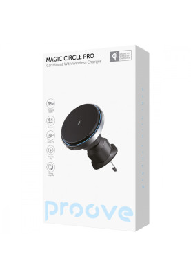 Автомобільний тримач з Бездротовим ЗП Proove Magic Circle Pro 15W black