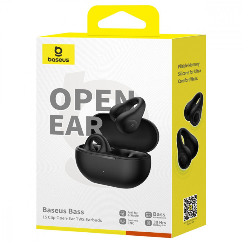Бездротові навушники Baseus Bass 15 Clip Open-Ear TWS white