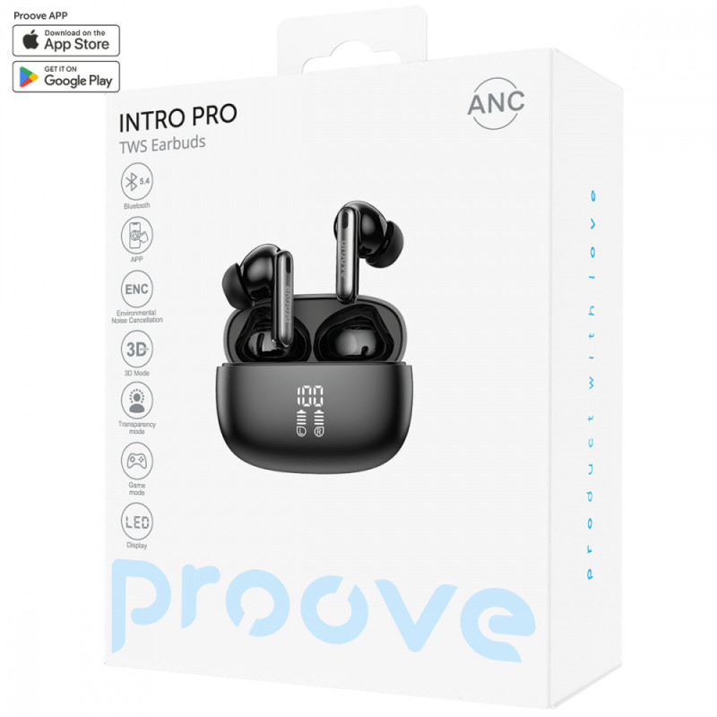 Бездротові навушники Proove Intro Pro TWS with ANC (APP) black