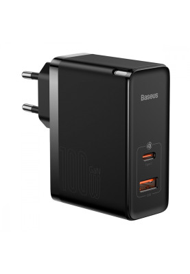 МЗП Baseus GaN5 Pro 100W (Type-C + USB) + Кабель Type-C + Type-C black