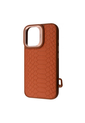 Чохол Kajsa Snake Pattern with Magnetic Ring iPhone 16 brown