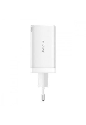 МЗП Baseus GaN5 Pro 65W (2 Type-С+USB ) + Кабель Type-C to Type-C 100W (1m) white