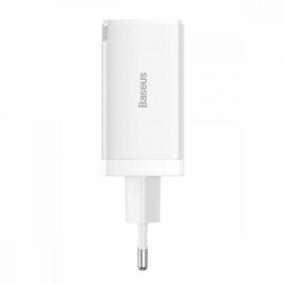 МЗП Baseus GaN5 Pro 65W (2 Type-С+USB ) + Кабель Type-C to Type-C 100W (1m) white