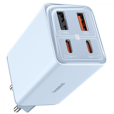 МЗП Baseus GaN6 Pro Fast Charger 2 Type-C + 2 USB 65W blue
