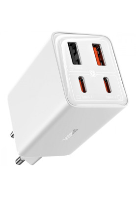 МЗП Baseus GaN6 Pro Fast Charger 2 Type-C + 2 USB 65W white