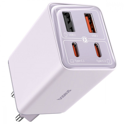МЗП Baseus GaN6 Pro Fast Charger 2 Type-C + 2 USB 65W purple