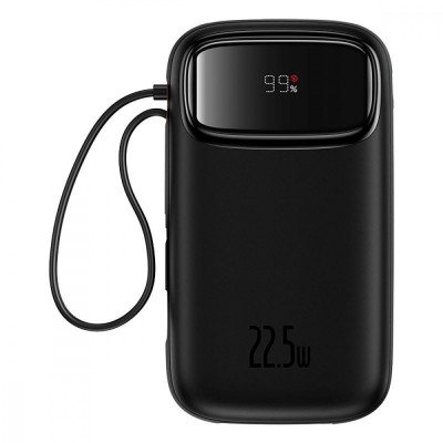 Портативна Батарея Baseus Qpow2 Dual-Cable Digital Display 22.5W 20000mAh (With cable Type-C 3A 0.3m black