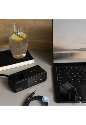 Мережевий фільтр Proove Homester Pro 65W (AC + 2xType-C + 2xUSB) 1.5m black