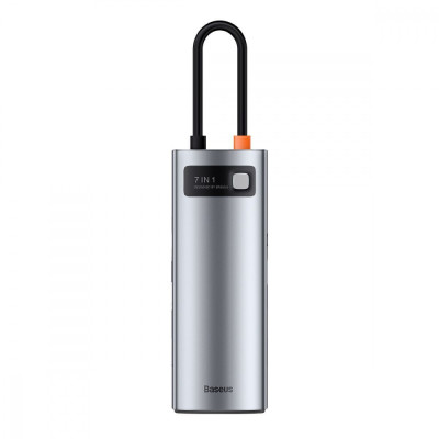 USB-Хаб Baseus Metal Gleam Series 7-in-1 (2xUSB3.0 + 4KHD + Type-C + Type-C PD+ TF + SD) gray