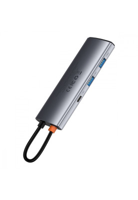 USB-Хаб Baseus Metal Gleam Series 7-in-1 (2xUSB3.0 + 4KHD + Type-C + Type-C PD+ TF + SD) gray