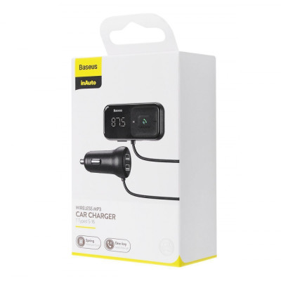 АЗП Baseus FM Launcher S-16 10W 2USB+AUX black