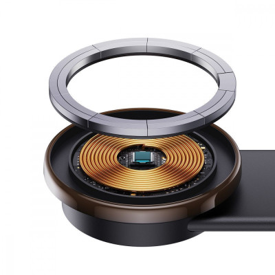 Автомобільний тримач з Бездротовим ЗП Baseus C02 Pro Series Magnetic black