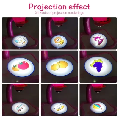 Рожевий Дитячий стіл проектор для малювання з підсвічуванням Projector Painting 24 Деталі