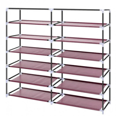 Бордова тканинна шафа для зберігання взуття Shoe Cabinet 118х30х120 см