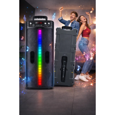 Портативна бездротова Bluetooth колонка-караоке TTD-2806 RGB-підсвічування, мікрофон, пульт ДК