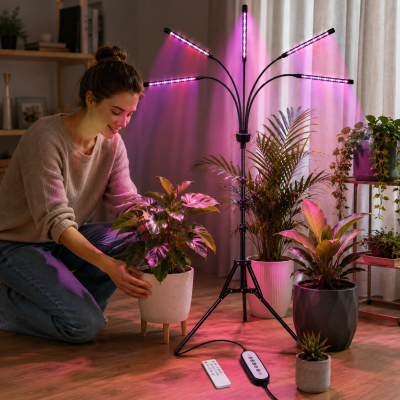 Світлодіодна фітолампа Grow Light для вирощування рослин / Фітолампа для кімнатних рослин на штативі з пультом таймером Світлодіодна фітолампа Grow Light для вирощування рослин / Фітолампа для кімнатних рослин на штативі з пультом таймером