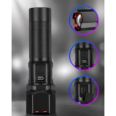 Ліхтарик ручний BL CB 2506 PowerBank / Потужний акумуляторний LED ліхтар 5 режимів освітлення