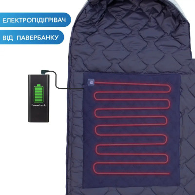 Зимовий спальний мішок з підігрівом USB 215*65, теплий спальник одеяла з підігрівом до -30