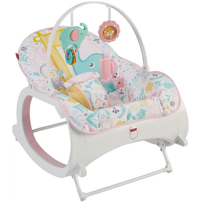Дитяче крісло-гойдалка Fisher Price / Дитячий шезлонг з музичною підвіскою та регульованою спинкою